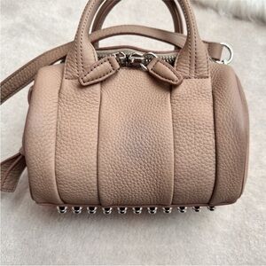 Alexander Wang Blush Tan Pebbled Leather Mini Satchel with Studded Base